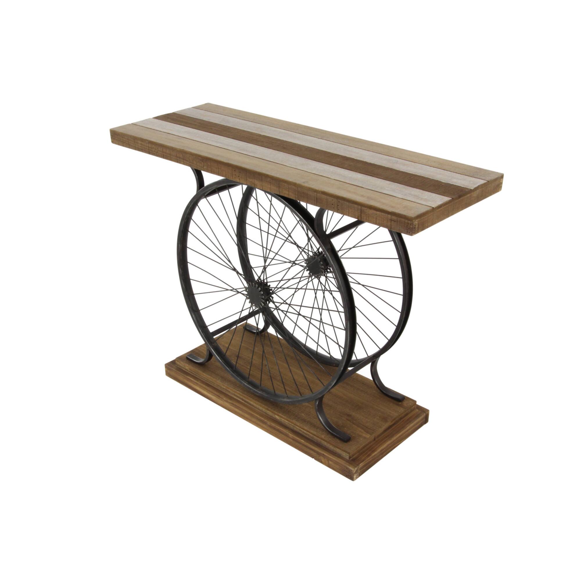 Brown Industrial Wood Console Table, 12" x 39"